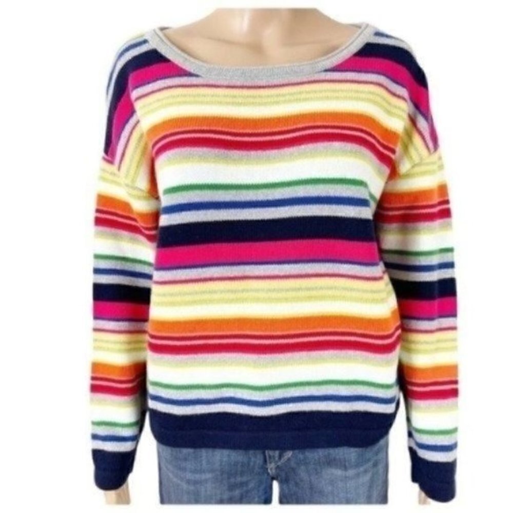 Women’s Y2K Sweater Colorful Scoop Neck Oversized Medium Liz Claiborne